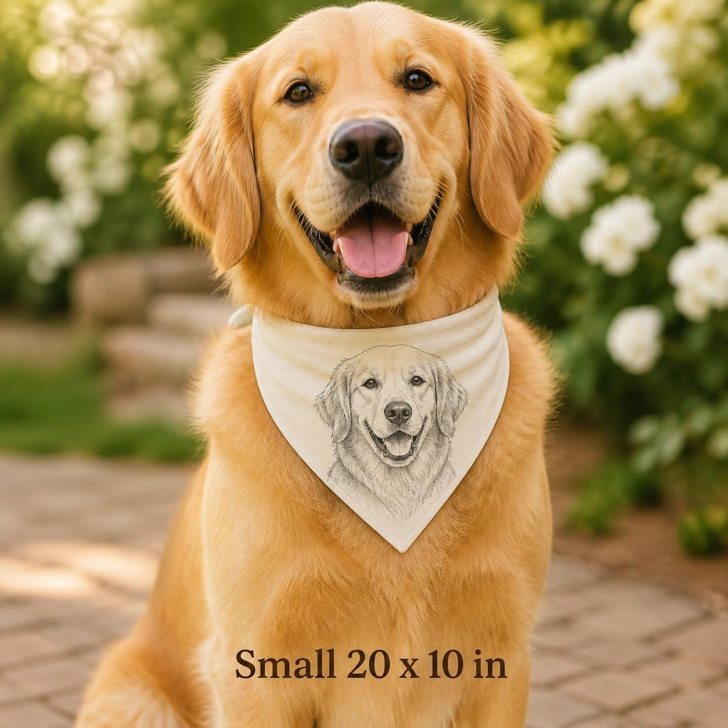 Custom Pet Portrait Bandana Small 20 x 10 in on-dog mockup